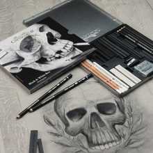 將圖片載入圖庫檢視器 Skull Edition Black & White Drawing Box Set, 25-Piece Box Set