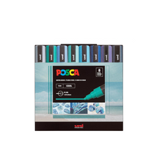 將圖片載入圖庫檢視器 POSCA Paint Marker Sets, 8-Color PC-5M Cool Tone Set