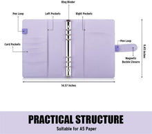 Lade das Bild in den Galerie-Viewer, Sooez Carpeta para cuaderno A5, planificador de 6 anillos - Lavanda