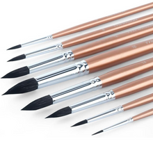 將圖片載入圖庫檢視器 Transon Juego de 8 pinceles redondos para acuarela, pelo de cabra