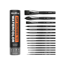 將圖片載入圖庫檢視器 NICPRO - Juego de 15 pinceles para acuarela profesionales,