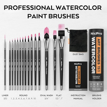 將圖片載入圖庫檢視器 NICPRO - Juego de 15 pinceles para acuarela profesionales,