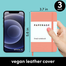 Charger l'image dans la galerie, PAPERAGE Cuaderno de bolsillo con forro, paquete de 3, coral, blanco, azul cielo