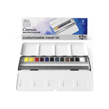 將圖片載入圖庫檢視器 Cotman Watercolor Blue Box Set,12-Half Pan + 12 Empty Pans Blue Box Set