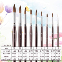 將圖片載入圖庫檢視器 Fuumuui - Pinceles de acuarela Sable, 9 piezas de detalles Kolinsky