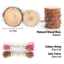 Cargar imagen en el visor de la galería, 50 rebanadas de madera de redondas
