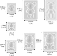 將圖片載入圖庫檢視器 Paquete de 7 moldes de silicona de resina epoxi 3D de osos
