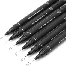 Cargar imagen en el visor de la galería, Uni Pin Fineliner Drawing Pen - Sketching Set - Black Ink - 0.03 to 0.8mm - 6/pack