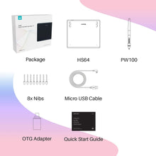 將圖片載入圖庫檢視器 HUION HS64 - Tableta de dibujo gráfico con lápiz capacitivo