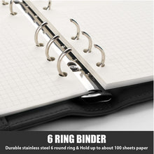 將圖片載入圖庫檢視器 Carpeta de cuaderno Sooez A5, planificador de 6 anillos con diseño elegante