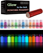 將圖片載入圖庫檢視器 Polvo de pigmento que brilla en la oscuridad, 12 colores, tinte de resina epoxi