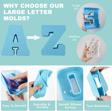 將圖片載入圖庫檢視器 Moldes de letras grandes para resina, 6 pulgadas de silicona 3D mayúscula