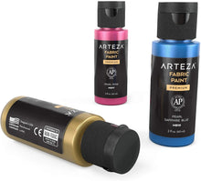 Cargar imagen en el visor de la galería, Arteza - Pintura permanente para telas 14 colores metálicos