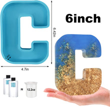 將圖片載入圖庫檢視器 Moldes de letras grandes para resina, 6 pulgadas de silicona 3D mayúscula