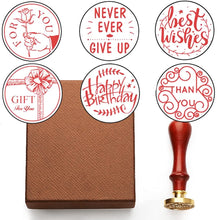 Cargar imagen en el visor de la galería, KOKAY - Wax Seal Stamp Set, 6 Pieces(Blessing Phrases Series)