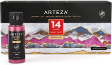 Cargar imagen en el visor de la galería, Arteza - Pintura permanente para telas 14 colores metálicos