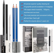 將圖片載入圖庫檢視器 Juego de 40 lápices de dibujo y bocetos