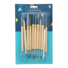 Carregar imagem no visualizador da galeria, 11-Piece Pottery Tool Set, Wood Handles & Steel Tips
