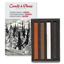 Cargar imagen en el visor de la galería, Conte Sketching Crayon Matchbox 4-Piece Set