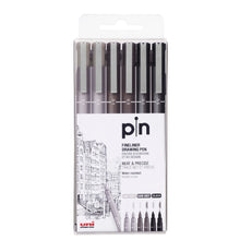 Charger l'image dans la galerie, uni Pin Fineliner Sets, 6-Pen Set - Gray & Black