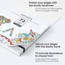 Cargar imagen en el visor de la galería, Arteza - Libro para colorear, ilustraciones de animales, contornos negros, 72 hojas