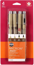 將圖片載入圖庫檢視器 Sephia Pigma Brush, Graphic & Micron 4-Pen Set