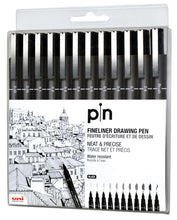 Cargar imagen en el visor de la galería, uni Pin Fineliner Sets - 12-Pen Set - Black