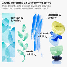 Charger l'image dans la galerie, Arteza - Watercolor Premium Artist Paint, 12ml Tubes - Set of 60