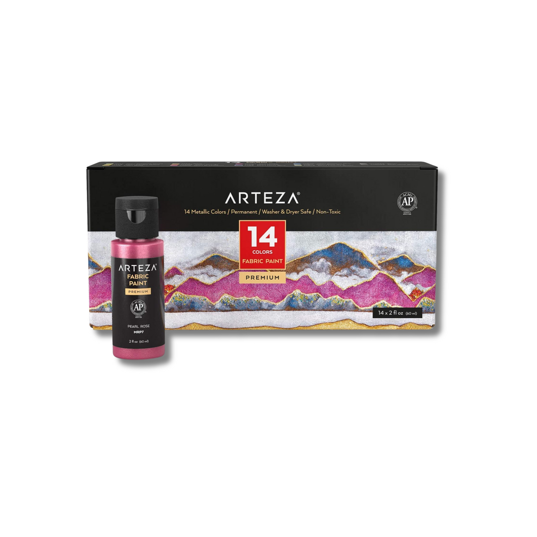 Arteza - Permanent fabric paint 14 metallic colors 