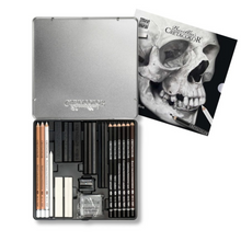 Cargar imagen en el visor de la galería, Skull Edition Black &amp; White Drawing Box Set, 25-Piece Box Set
