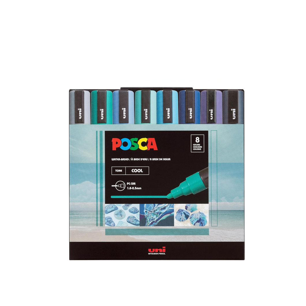 POSCA Paint Marker Sets, 8-Color PC-5M Cool Tone Set