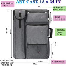 Cargar imagen en el visor de la galería, TreotchFun - Funda de arte 18 X 24, mochila y bolsa de mano para obras de arte (gris).
