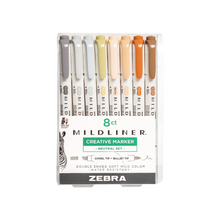 Cargar imagen en el visor de la galería, Zebra Pen Mildliner Double Ended Highlighter, Broad and Fine Point Tips, Assorted Neutral Vintage Ink Colors, 8-Pack
