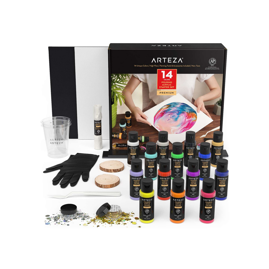 Arteza Pouring Acrylics set of 14 colors