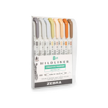 Cargar imagen en el visor de la galería, Zebra Pen Mildliner Double Ended Highlighter, Broad and Fine Point Tips, Assorted Neutral Vintage Ink Colors, 8-Pack
