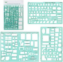 Cargar imagen en el visor de la galería, Mr. Pen - Plantillas para plano de casa, paquete de 3, para diseño interior y muebles

