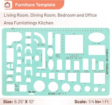 Cargar imagen en el visor de la galería, Mr. Pen - Plantillas para plano de casa, paquete de 3, para diseño interior y muebles
