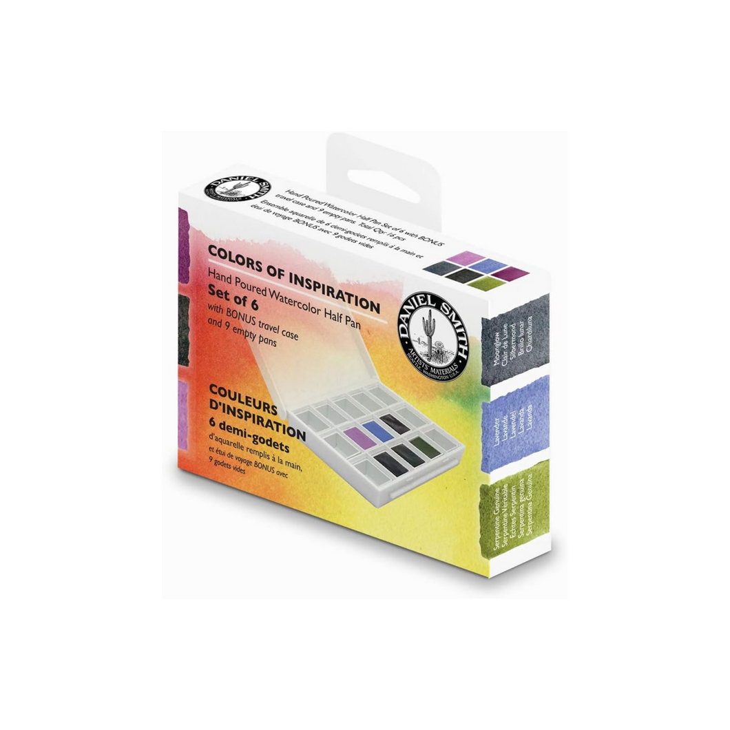 Extra Fine Watercolor Half Pan Sets, 6-Color Half Pan Colors of Inspiration