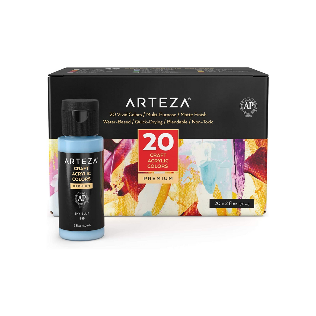 ARTEZA - Handmade acrylic paint, set of 20 colors 