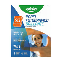 Load image into Gallery viewer, Papel fotográfico brillante, 20 hojas Pointer
