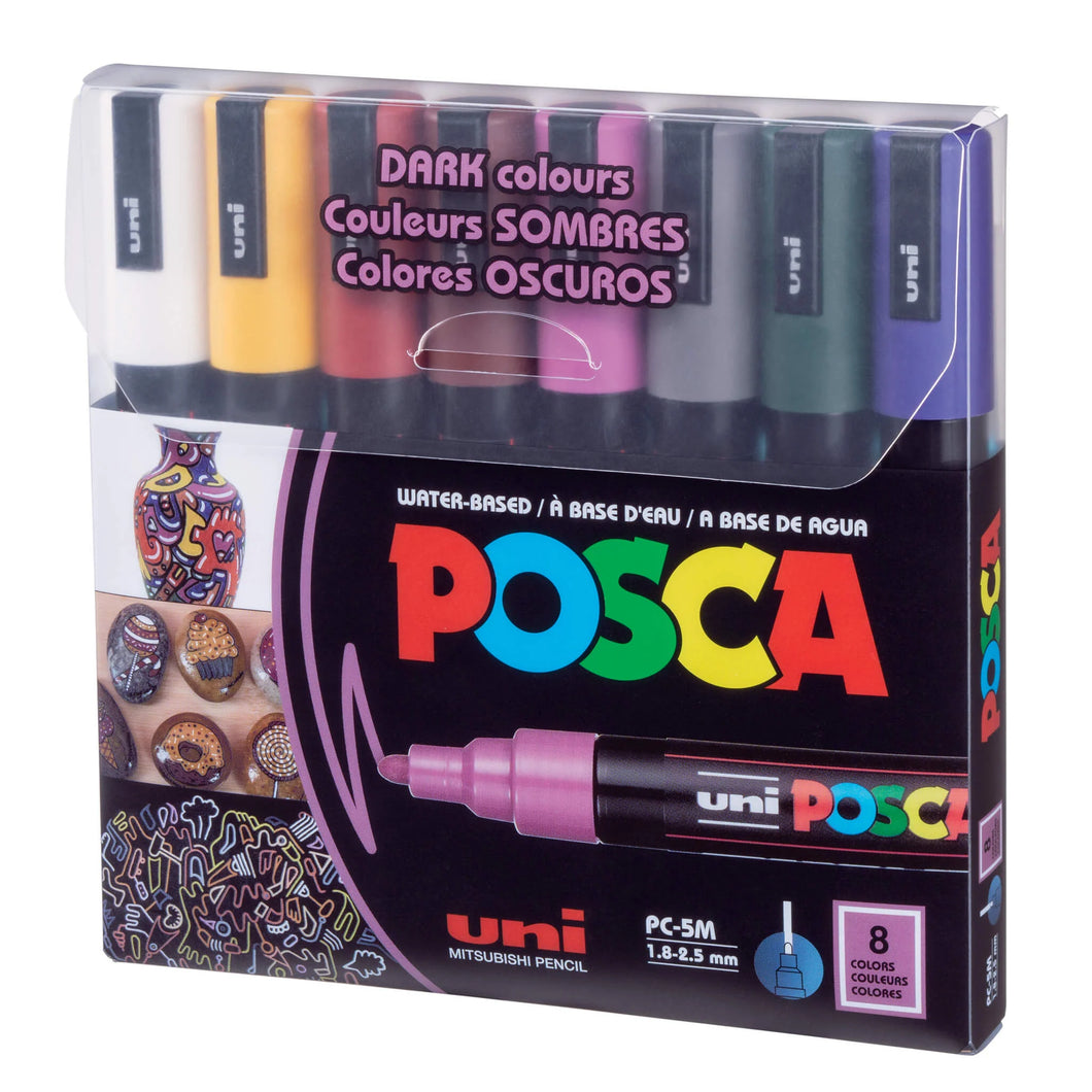 POSCA Paint Marker Sets, 8-Color PC-5M Medium Dark Colours Set