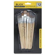 Cargar imagen en el visor de la galería, Blick Essentials Value Brush Set - Assorted Brushes, Brown Nylon, Set of 12
