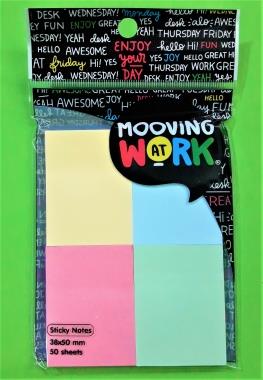 Notas adhesivas pastel 38x50 4x50 hojas Mooving