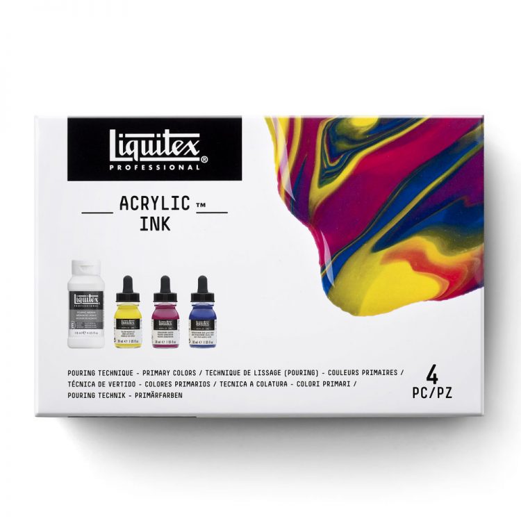 Liquitex - Juego de tintas acrílicas - Técnica de vertido (pouring) Primary colors