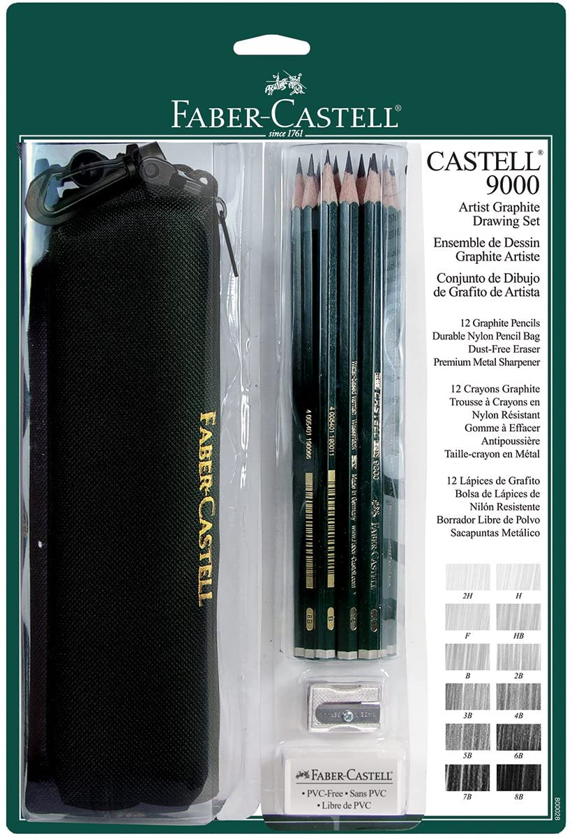 Faber-Castell 9000 - Juego de dibujo de artista (12 unidades), grafito