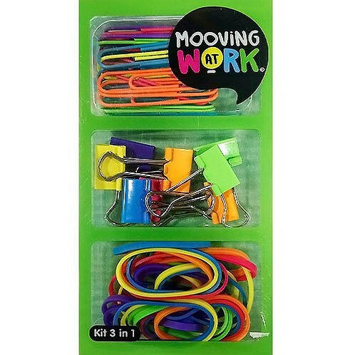 Kit 3 en 1 clips, binder clips y hules mooving