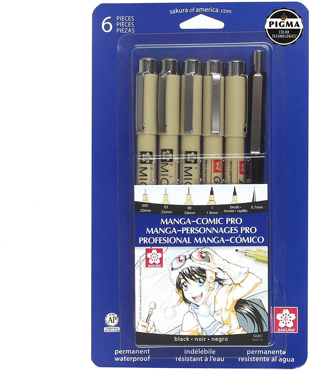 Pigma Manga-Comic Pro Sketching & Inking Sets, 6-Piece Set