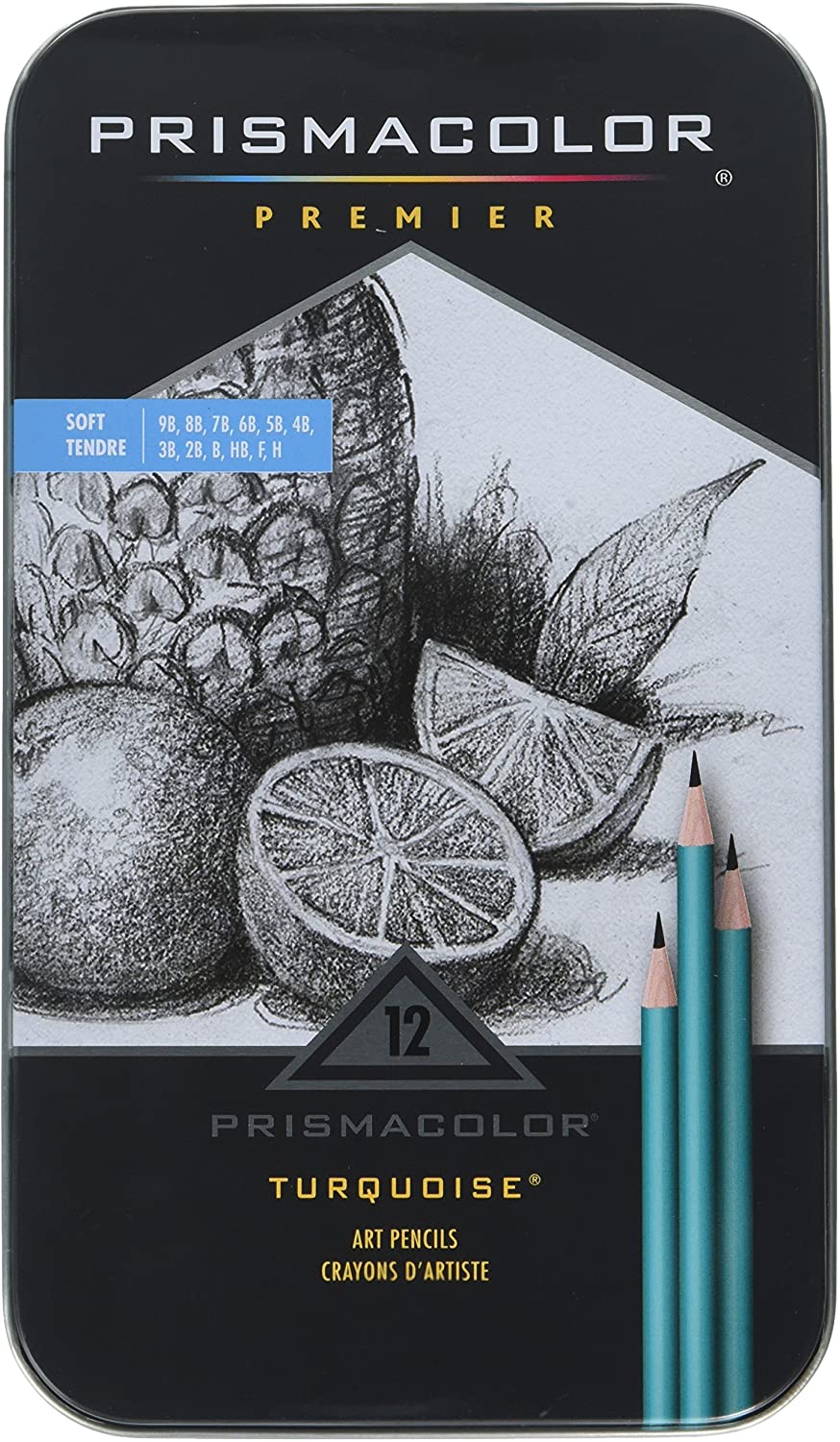 Prismacolor Premier Turquoise, lápices de grafito de grado suave (1 paquete de 12)