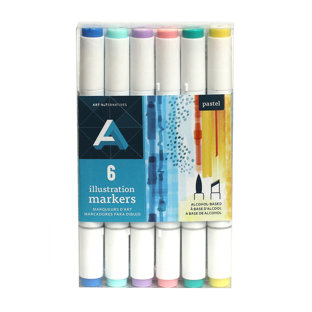 Art Alternatives - Illustration Marker Sets, 6-Marker Set - Pastel Colors