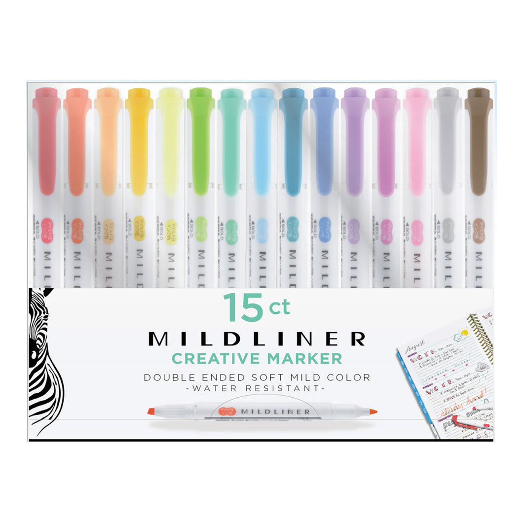 Mildliner Double-Ended Highlighter Sets, 15-Color Set